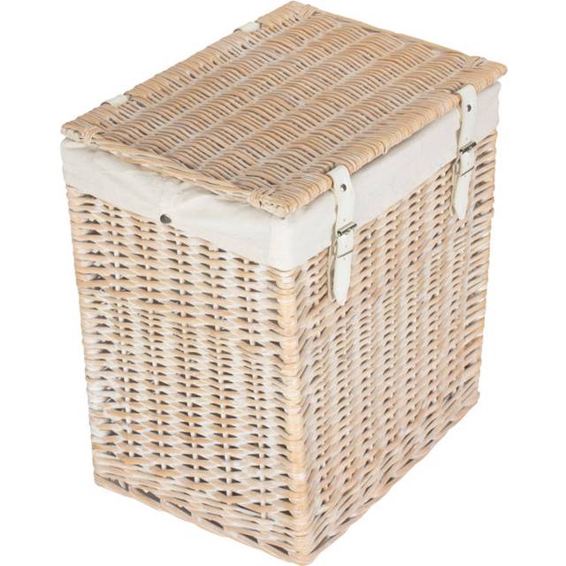Wicker Laundry Hamper Basket with Lining - White Wash (44cm H x 29cm W x 39cm D)