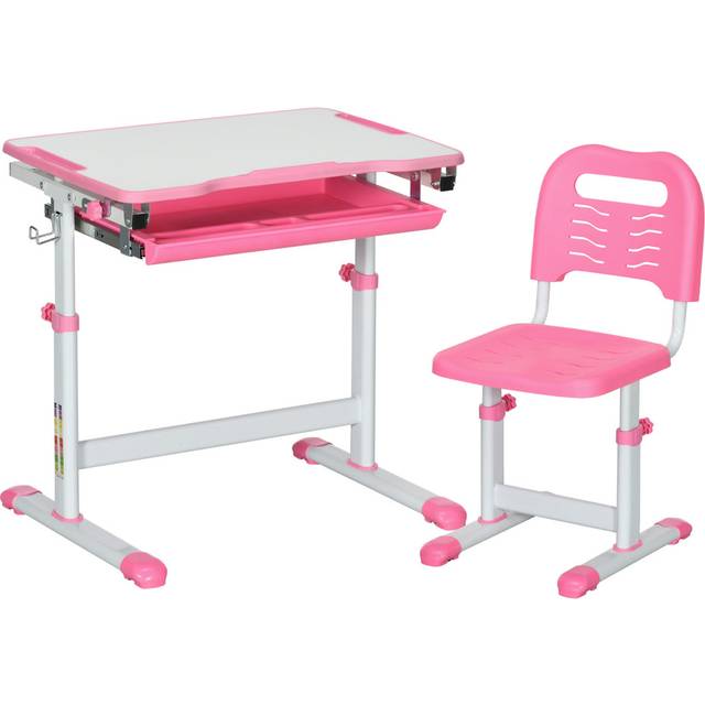 Kids Rectangular Arts And Crafts Table and Chair Set - Silver (77cm H X 66cm L X 47cm D)