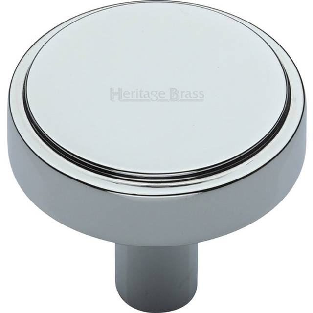 Heritage Brass Cabinet Knob Stepped Disc Design - Polished Chrome (3.8cm)