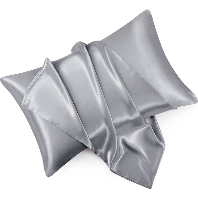 Miko 100% Satin Silk Square Oxford Pillowcase - Silver