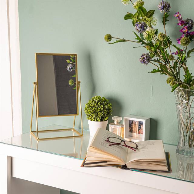 Harbour Housewares 2 Piece Square Dressing Table Mirror Set - 2 Sizes - Gold, Gold