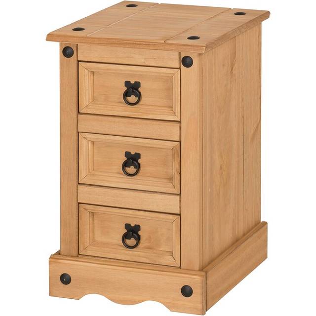 Brambly Cottage Bridewell 3 Drawer Bedside Table Antique Wax 58cm H X 35cm W X 33cm D
