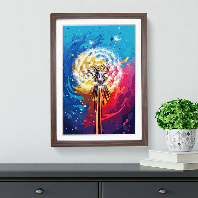 Dandelion Pop - Single Picture Frame Art Prints on Wood - Walnut Framed (64cm H x 46cm W)