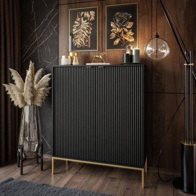 Amala 104Cm W Tallboy Chest - Black (125cm H X 104cm W X 39cm D)