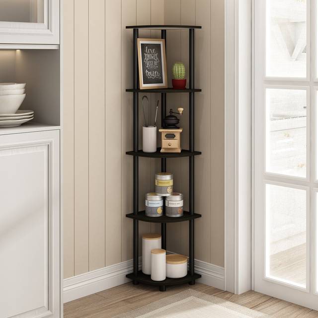 Corner Bookcase - Black (146.6cm H X 29.5cm W X 29.5cm D)