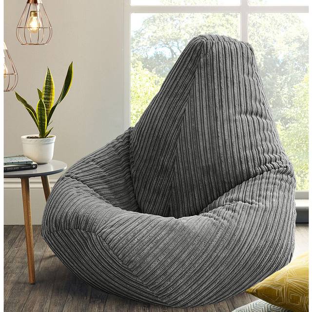 Jumbo Cord Highback Bean Bag Chair - Grey (Large)