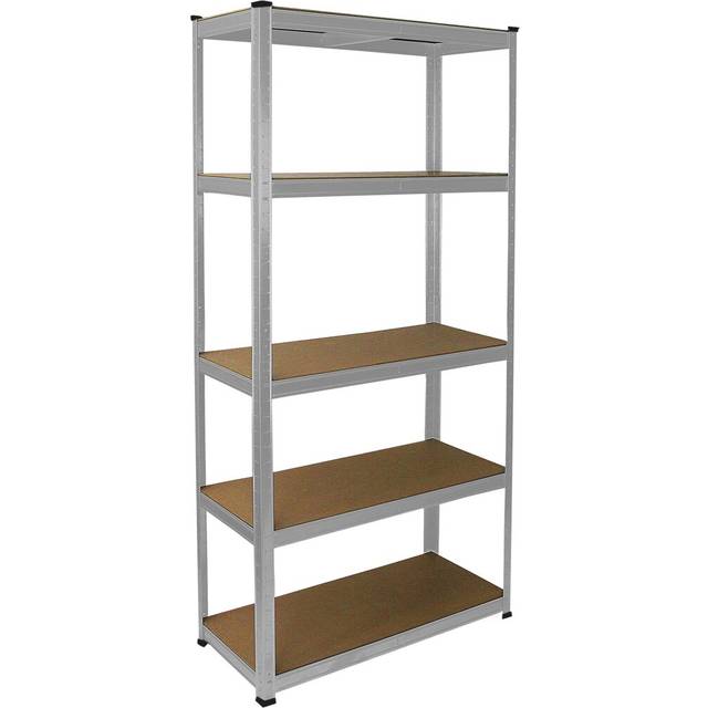 E-Rax 180cm 5 Shelf Shelving Unit - Silver (180cm H X 90cm W X 40cm D)