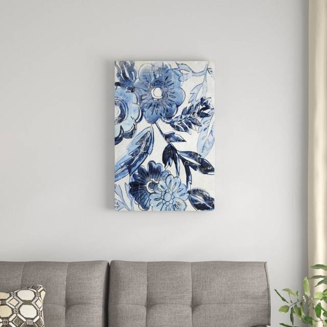 Indigo Porcelain I by Chariklia Zarris - Wrapped Canvas Painting Print (76cm H x 51cm W)