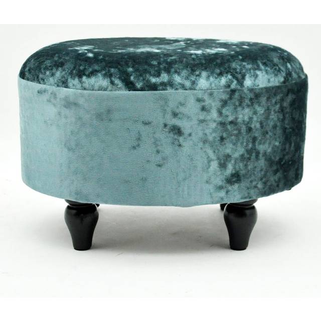 Callan 40Cm Wide Velvet Oval Footstool Ottoman - Grey (28cm H X 40cm W X 30cm D)