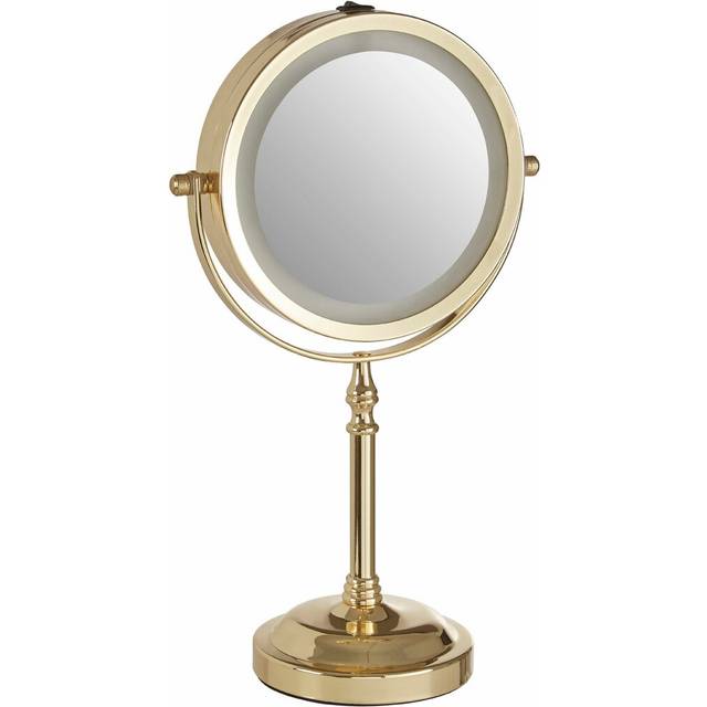 LED Magnifying Makeup/Shaving Mirror - Gold (32cm H X 15cm W X 11cm D)