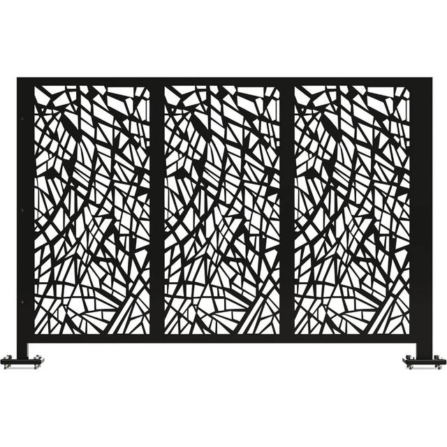 Cafe and Restaurant 3 Panel Office Partition - Black (132.08cm H X 190.5cm W X 2.54cm D)