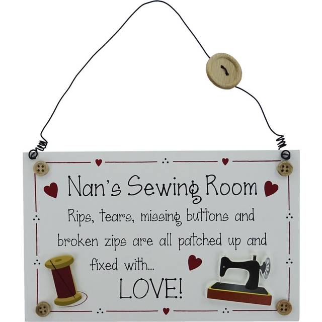 Nan's Sewing Room Wall Décor - Black;White;Red (10.5cm H X 18.5cm W)