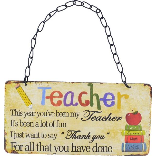 Wood Plaque Teacher Wall Décor - H;Painted (10cm H X 20cm W)
