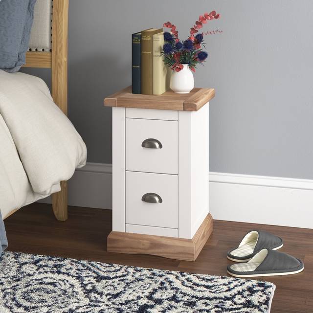 Pittsford 2 Drawer Bedside Table - White (56cm H X 35cm W X 32cm D)