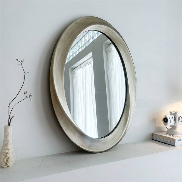 Brynnen Manufactured Wood Oval Mirror - Antique Brass (80cm H X 60cm W X 2cm D)