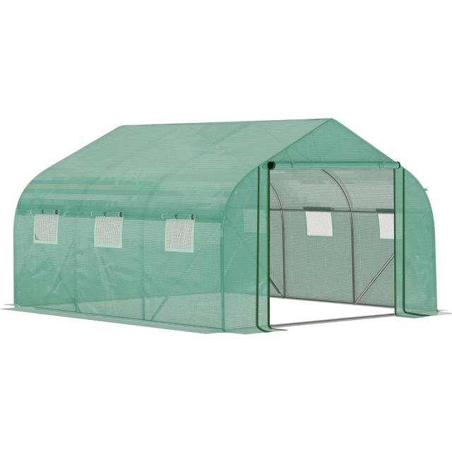 Outsunny Walk-in Polytunnel Garden Greenhouse - Green / 447cm
