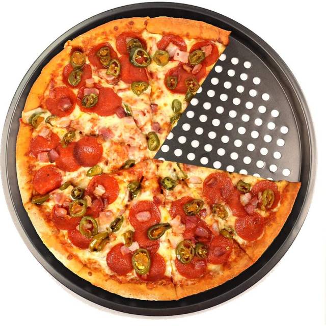 Small pizza tray, perforated, non stick, scratch resistant, for crispy crust, for oven, 12 inch baking steel pizza tray