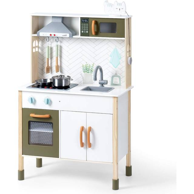 ROBUD Wooden Play Kitchen Set for Kids Toddlers  Pretend Toys Kitchen Gift for Girls Boys 27.6 x 11.6 x 40.6 inches