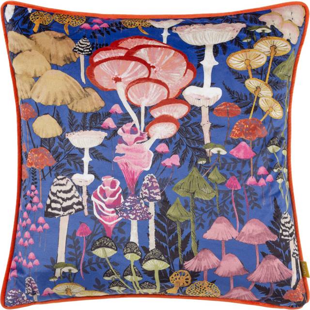 furn. Amanita Cobalt Blue Velvet Piped Cushion - 43 x 43cm