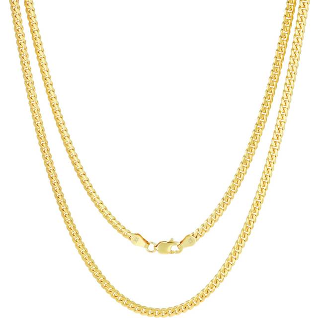 14k Yellow Gold Solid 3.5mm Miami Cuban Link Chain Necklace Mens Womens 16- 30