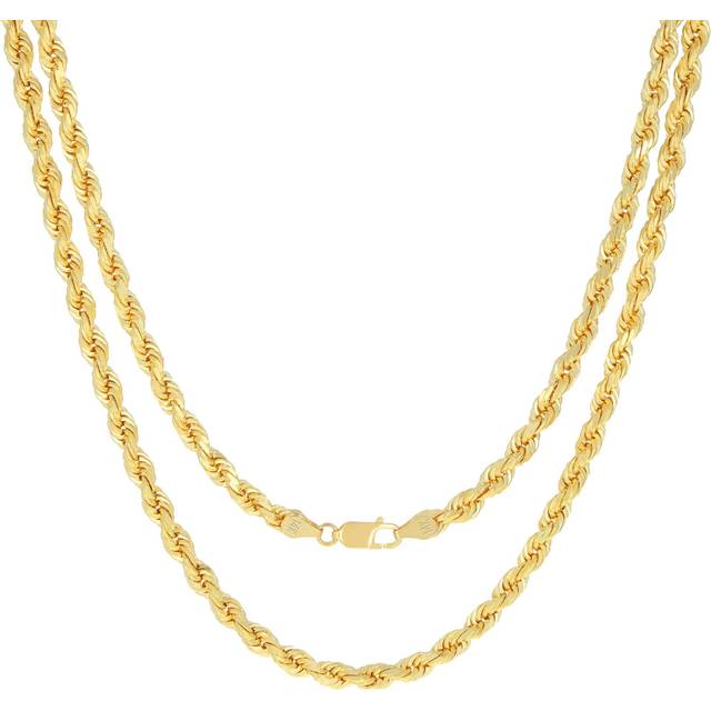 14k yellow gold 5mm italian diamond cut rope chain necklace mens women 16"- 30"