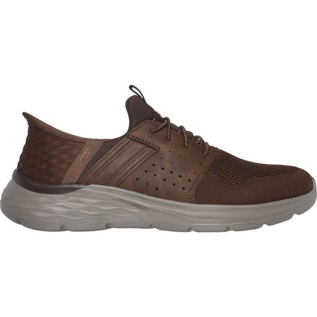 Skechers Herren Garner Newick Slip-On, Dunkelbraunes Textil-Synthetik, 43 EU