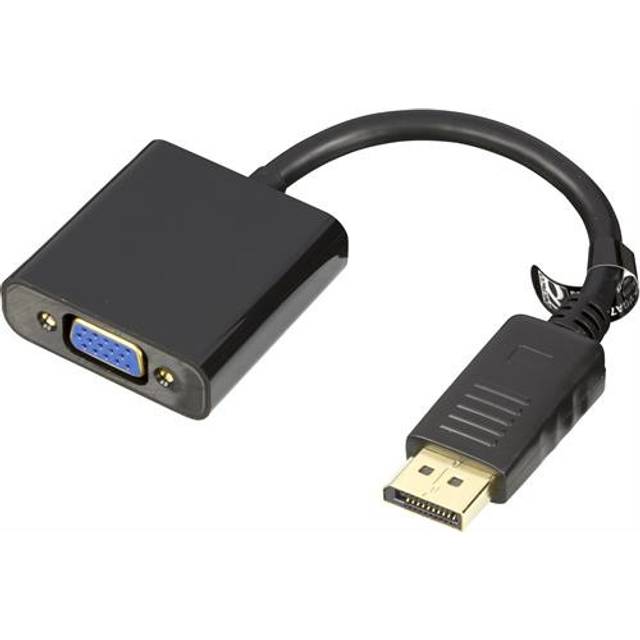 DELTACO DisplayPort till VGA-adapter, Full HD i 60Hz, 0,2m, Svart