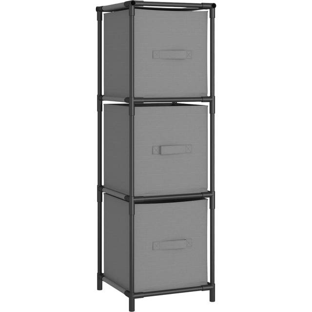 vidaXL Storage Cabinet with 3 Fabric Drawers Grey 34x34x101 cm Steel