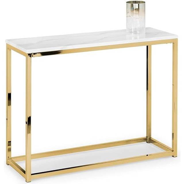 Scala Console Table 1m White Marble & Gold - Julian Bowen | TJ Hughes