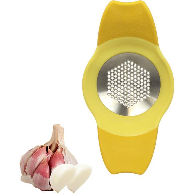 CALITEK Garlic Press Rocker Crusher Mincer Stainless Steel Yellow