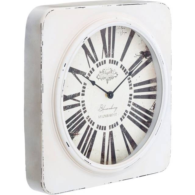 38cm Antique Square Wall Clock - White (38cm W X 38cm H X 6cm D)