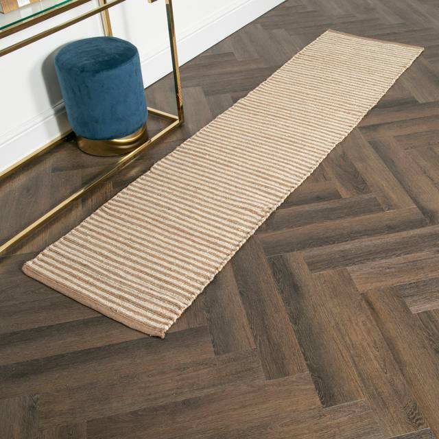 Striped Wool & Jute Rug - Brown;Brown (Runner 60 x 230cm)