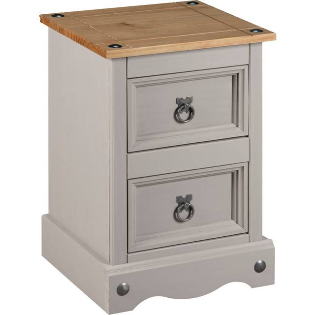 Brambly Cottage Upstream 2 Drawer Bedside Table Solid Wood Grey 53cm H X 36cm W X 32cm D