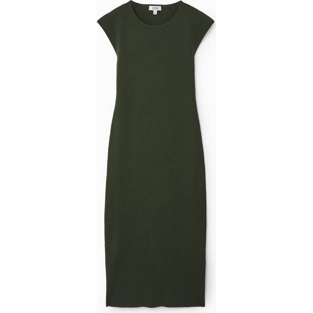 Open-Back Knitted Midi Dress - Green