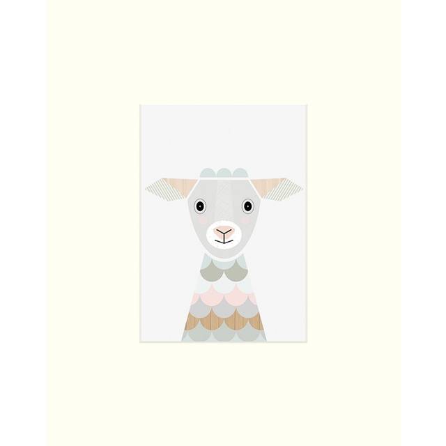 'Lamb' - Painting Print on Paper - Brown;Pink;Ghostwhite (30cm H X 24cm W)