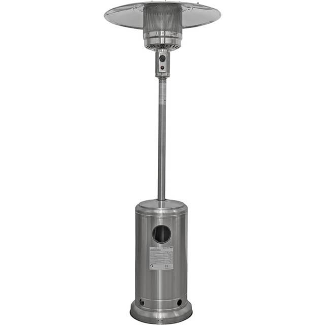 Dellonda Freestanding Gas Patio Heater 13kW w/ wheels for Commercial & Domestic Use, Stainless Steel - DG2, Silver