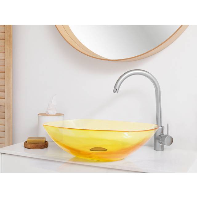 Chanoch Solid Surface Oval Countertop Basin Bathroom Sink - Yellow (54mm L X 36mm W X 15mm H)