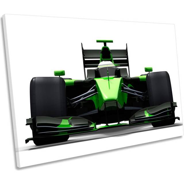 Green Race Car Formula One Picture Canvas Wall Art Print (30.5cm H x 45.7cm W)