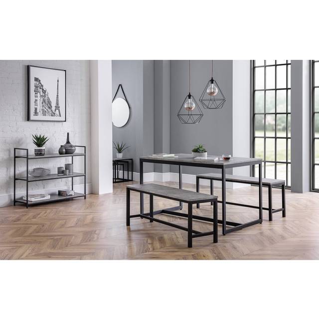 Brookline Dining Set With 2 Benches - Concrete Grey (4)