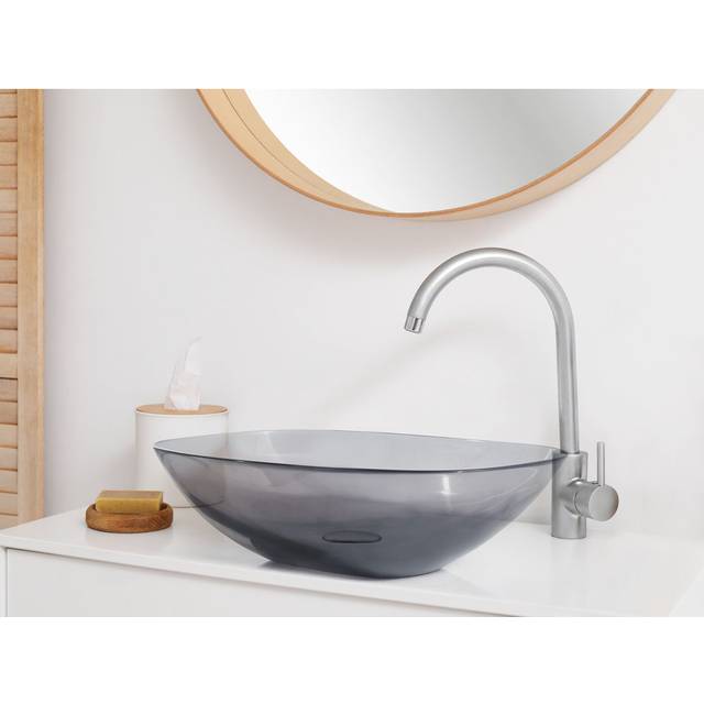 Chanoch Solid Surface Oval Countertop Basin Bathroom Sink - Black (54mm L X 36mm W X 15mm H)