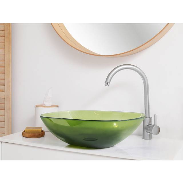 Chanoch Solid Surface Oval Countertop Basin Bathroom Sink - Green (54mm L X 36mm W X 15mm H)