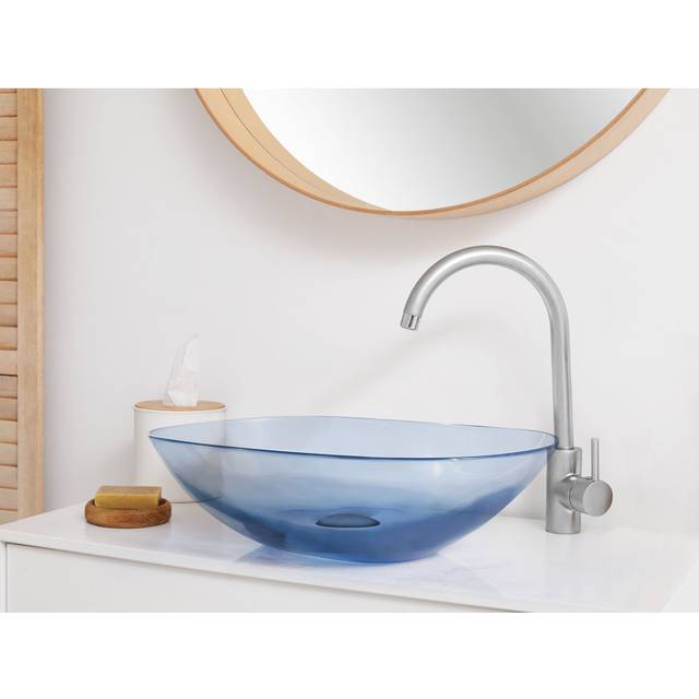Chanoch Solid Surface Oval Countertop Basin Bathroom Sink - Blue (54mm L X 36mm W X 15mm H)
