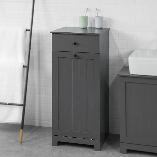 17 Stories Caela Cabinet Laundry Bin Dark Grey 91cm H X 40cm W X 38cm D