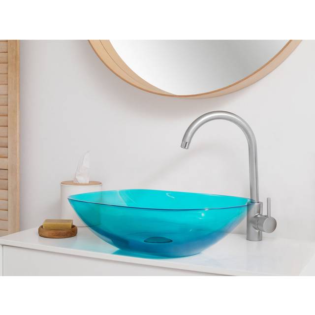 Chanoch Solid Surface Oval Countertop Basin Bathroom Sink - Turquoise (54mm L X 36mm W X 15mm H)