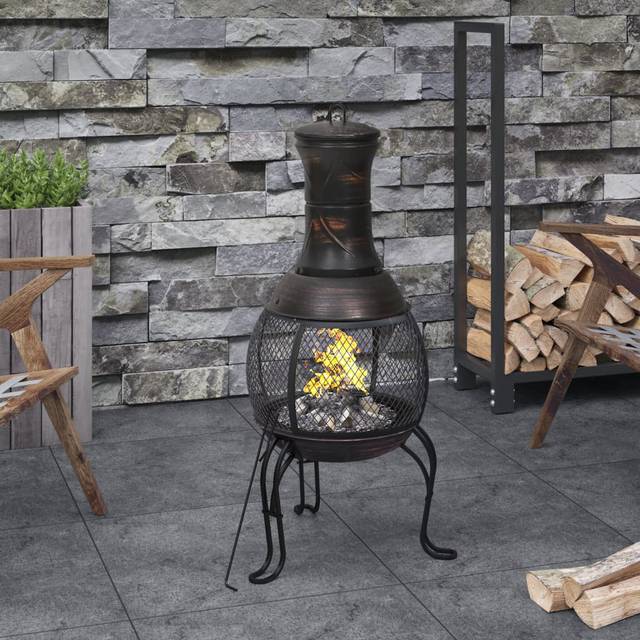 Borough Wharf Waterton Garden Stove with Poker 39x39x90 cm Steel Black 90cm H X 39cm W X 39cm D