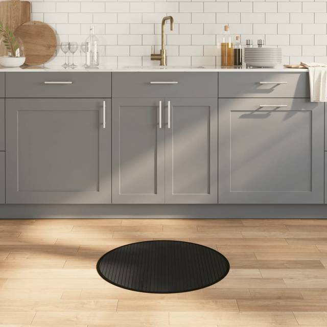 vidaXL Rug Round Black60 cm Bamboo