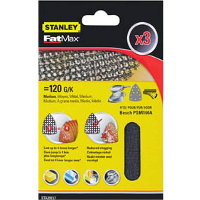 Stanley FatMax Mesh Hook and Loop Multi Sander Sheets Assorted Grit Pack of 3