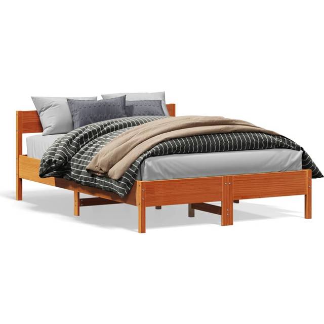 vidaXL Bed Frame without Mattress Wax Brown 120x190 cm Small Double Solid Wood Pine