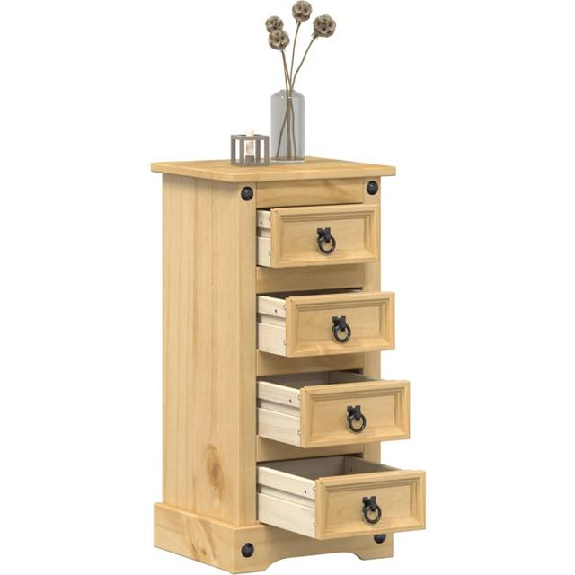 vidaXL Bedside Cabinet Corona 35x32.5x74 cm Solid Wood Pine - Brown