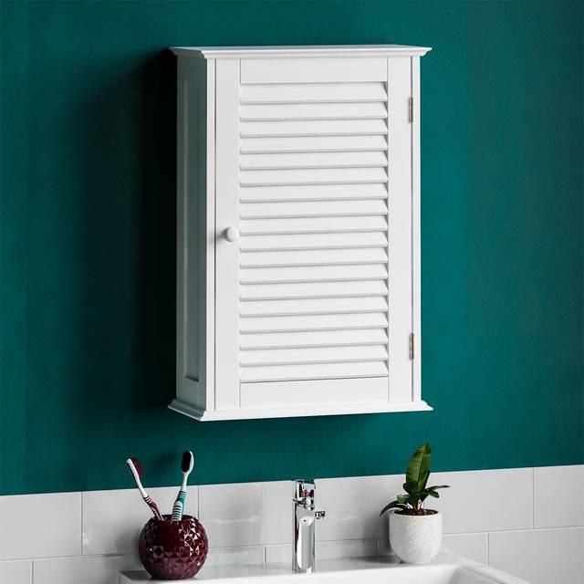Bath Vida Liano 1 Door Wall Cabinet - White, White